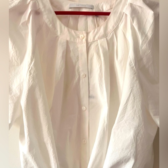 White balloon sleeve white button down shirt - Picture 4 of 4